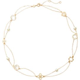 Tory Burch Tory Burch Kira Clover Mother-of-Pearl Charm Layered Necklace