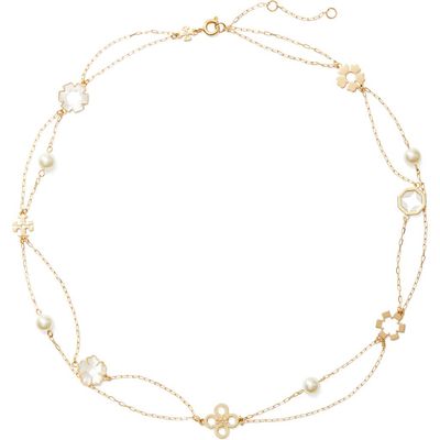 Tory Burch Tory Burch Kira Clover Mother-of-Pearl Charm Layered Necklace