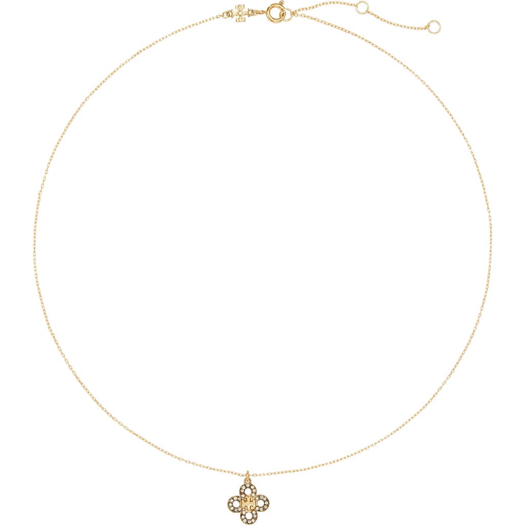 Tory Burch Tory Burch Kira Crystal Clover Pendant Necklace