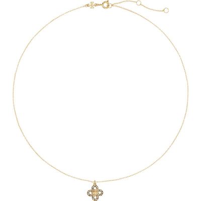 Tory Burch Tory Burch Kira Crystal Clover Pendant Necklace
