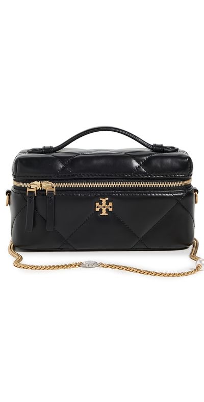 Tory Burch Tory Burch Kira Diamond Quilt Charm East West Vanity Case Black One