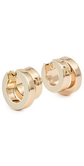 Tory Burch Tory Burch Kira Enamel Double Hoop Earrings Tory Gold / New Ivory One