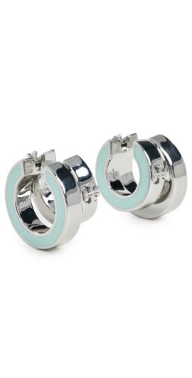 Tory Burch Tory Burch Kira Enamel Double Hoop Earrings Tory Silver / Mint One