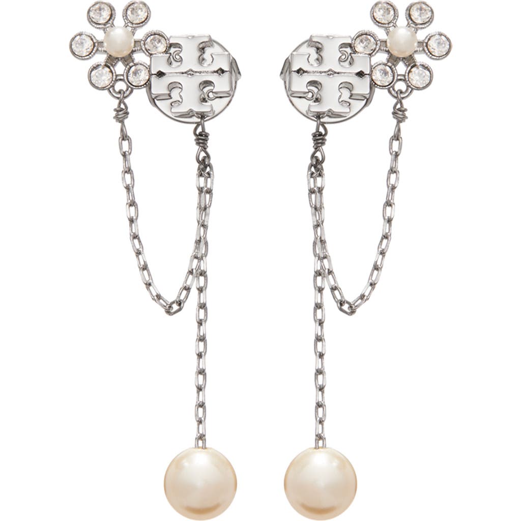 Tory Burch Tory Burch Kira Faux Pearl Chain Linear Earrings