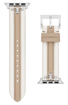 Tory Burch Tory Burch Kira Leather Apple Watch® Strap, 20mm (Nordstrom Exclusive)