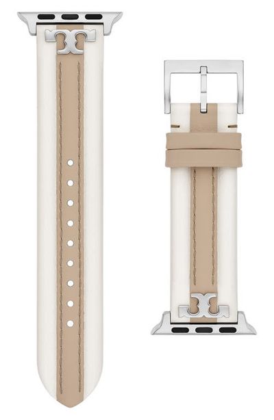 Tory Burch Tory Burch Kira Leather Apple Watch® Strap, 20mm (Nordstrom Exclusive)