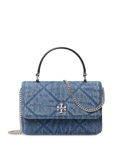 Tory Burch Tory Burch Kira Mini Diamond Quilt Denim Crossbody Bag