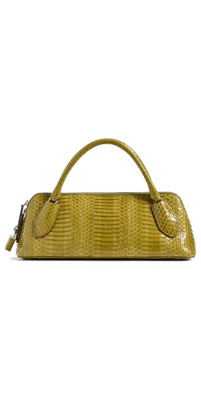 Tory Burch Tory Burch Leather Lock Snake Top Handle Bag Moss One