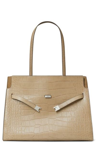 Tory Burch Tory Burch Lee Radziwill Croc Embossed Leather Tote