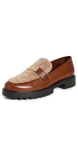 Tory Burch Tory Burch Leelee Shearling Lug Loafers Sweet Brown/Cashew Butter/Gold