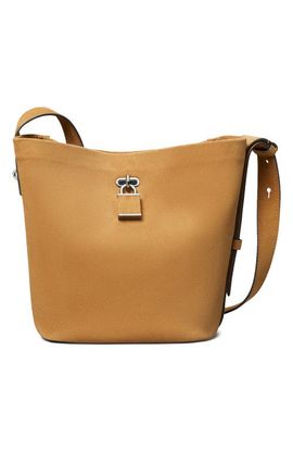 Tory Burch Tory Burch Lock Medium Slim Suede Bucket Bag