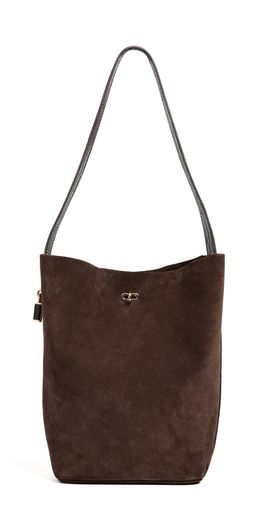 Tory Burch Tory Burch Lock Suede Slim Bucket Bag Dark Cocoa One