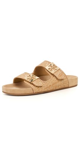 Tory Burch Tory Burch Mellow Raffia Slides Havana Sand/Light Teak