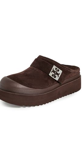 Tory Burch Tory Burch Mellow Shearling Platform Mules Dark Cocoa Tmono/Silver