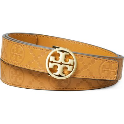 Tory Burch Tory Burch Miller Debossed T Monogram Leather Belt