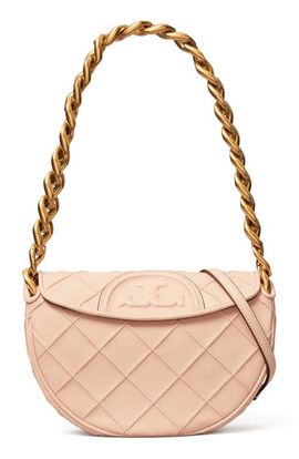 Tory Burch Tory Burch Mini Fleming Soft Caviar Leather Crescent Shoulder Bag