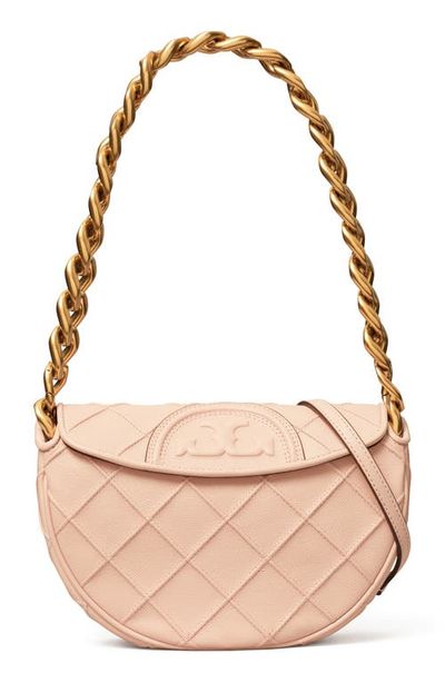 Tory Burch Tory Burch Mini Fleming Soft Caviar Leather Crescent Shoulder Bag