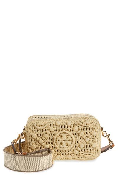 Tory Burch Tory Burch Mini Miller T Monogram Raffia Crossbody Bag