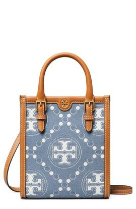 Tory Burch Tory Burch Mini T Monogram North/South Denim Tote