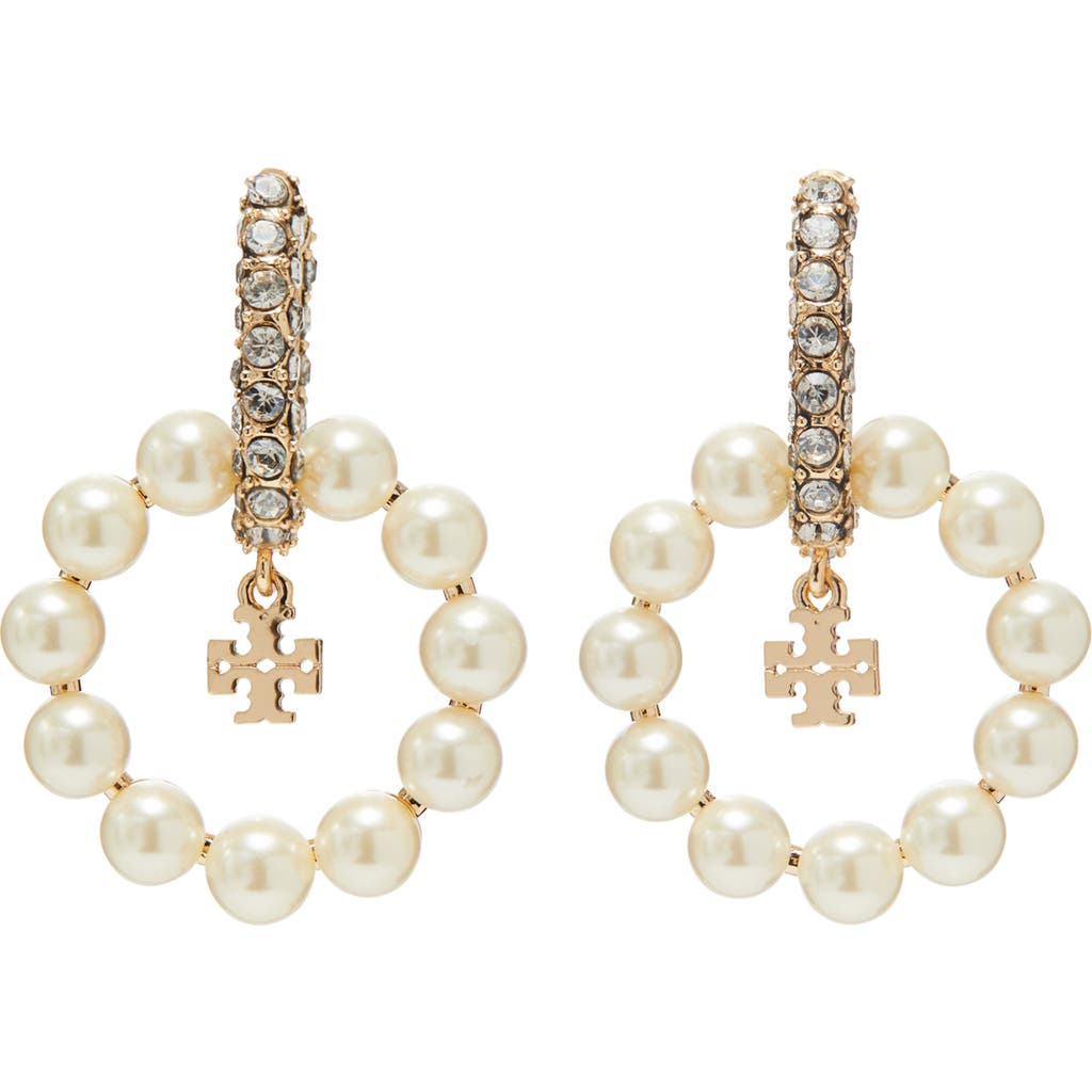 Tory Burch Tory Burch Moondance Faux Pearl Hoop Earrings 