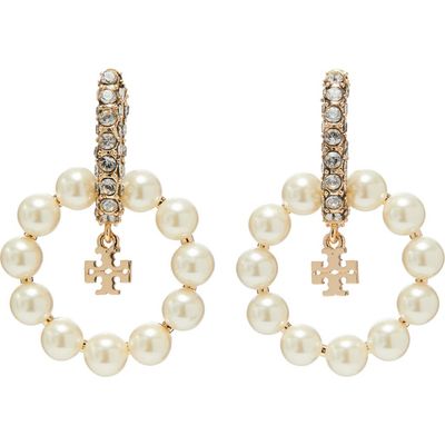 Tory Burch Tory Burch Moondance Faux Pearl Hoop Earrings 