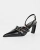 Tory Burch Tory Burch Multi Buckle Slingback Leather Heels 75mm PERFECT BLACK / SILVER - 2