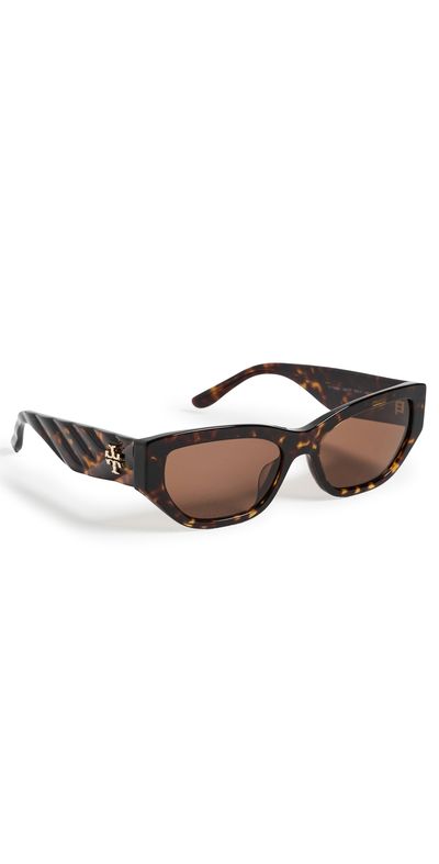 Tory Burch Tory Burch Oval Sunglasses Dark Tortoise One