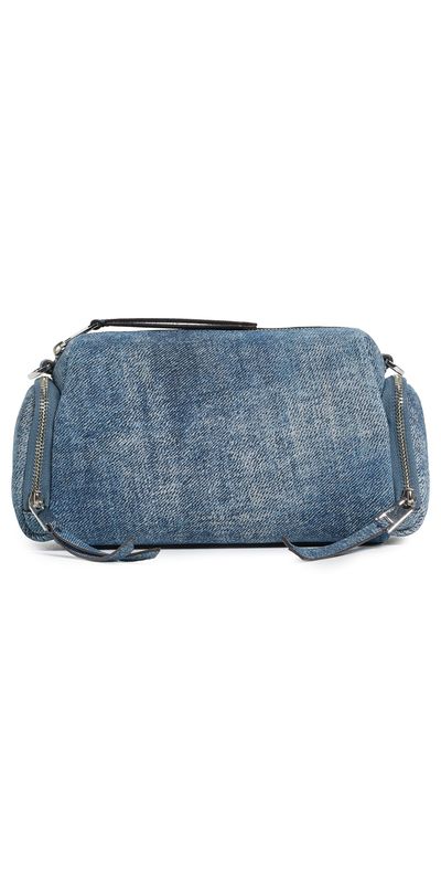 Tory Burch Tory Burch Perry Denim Print Suede Voyager Camera Bag Blue Jean One