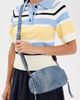 Tory Burch Tory Burch Perry Denim Print Suede Voyager Camera Bag Blue Jean One - 3