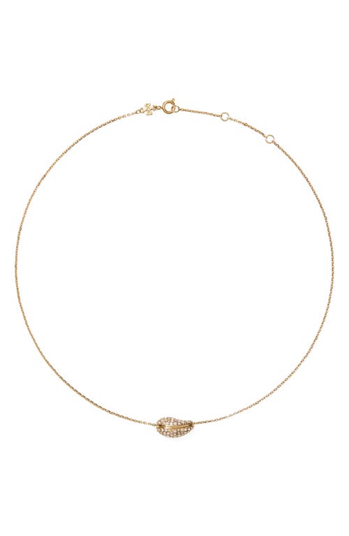 Tory Burch Tory Burch Pierced Pavé Pendant Necklace