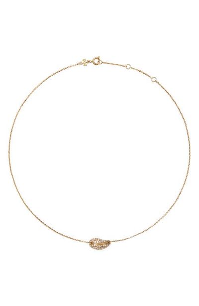 Tory Burch Tory Burch Pierced Pavé Pendant Necklace