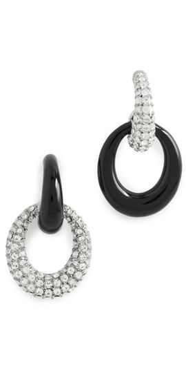 Tory Burch Tory Burch Pierced Pave Doorknocker Earrings Light Silver One
