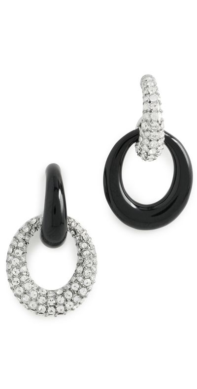 Tory Burch Tory Burch Pierced Pave Doorknocker Earrings Light Silver One