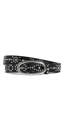 Tory Burch Tory Burch Pierced Studded Belt Black / Silver