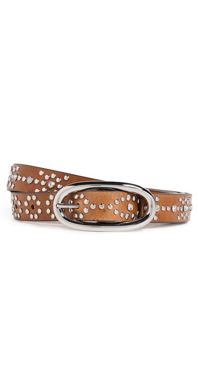Tory Burch Tory Burch Pierced Studded Belt Burnt Umber/Silver