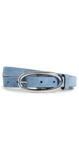 Tory Burch Tory Burch Pierced Suede Large Buckle Belt Steel Blue/Silver