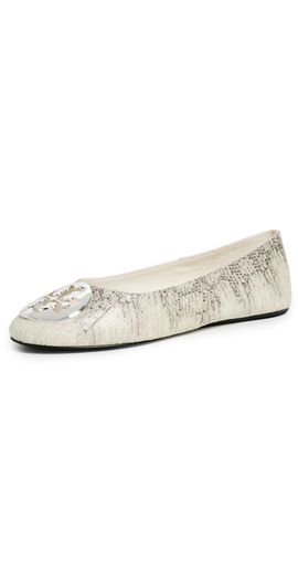 Tory Burch Tory Burch Reva Ballet Flats Lizard Snakeskin/Silver
