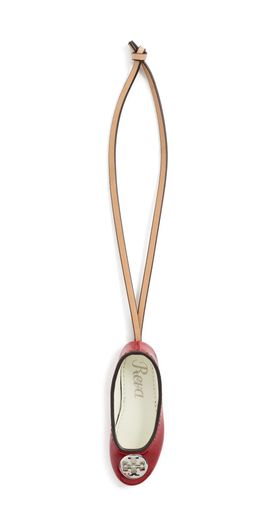 Tory Burch Tory Burch Reva Ballet Leather Bag Charm Toucan Red/Silver One