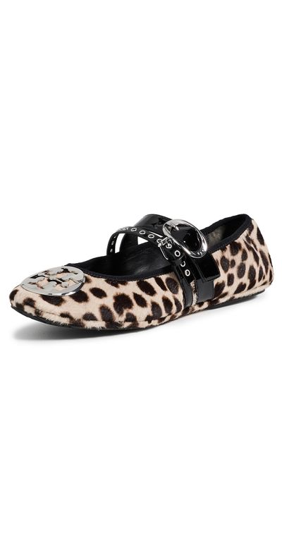 Tory Burch Tory Burch Reva Punk Travel Ballet Flats CHEETAH SPOTS / SILVER
