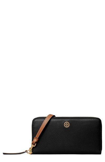 Tory Burch Tory Burch Robinson Pebble Leather Zip Around Continental Wallet
