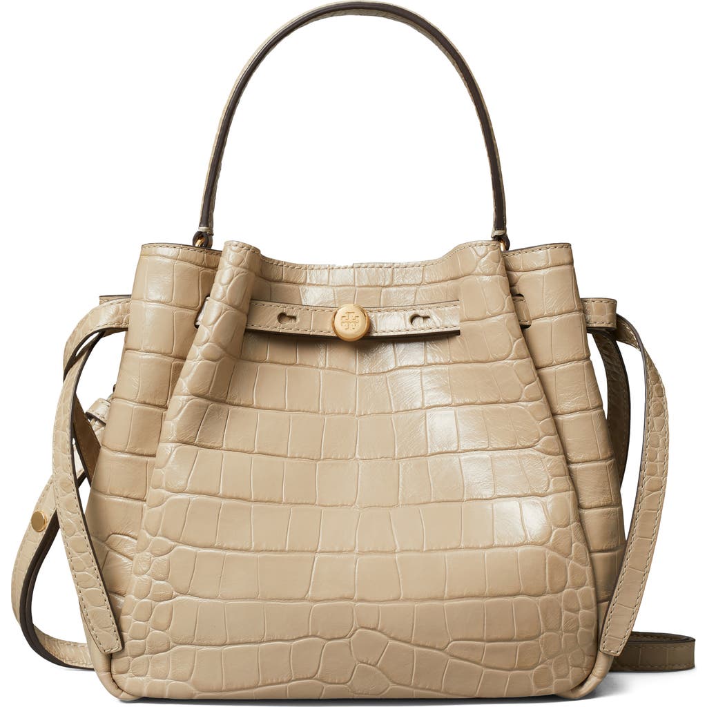 Tory Burch Tory Burch Romy Croc Embossed Leather Bucket Bag