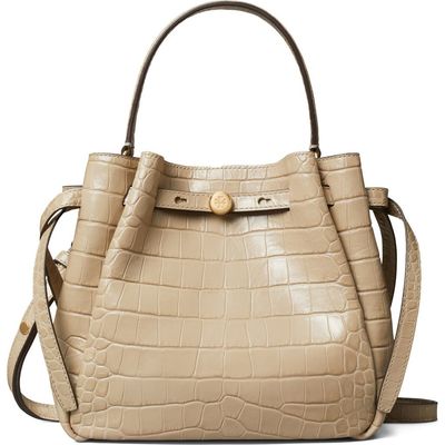 Tory Burch Tory Burch Romy Croc Embossed Leather Bucket Bag