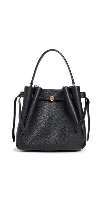 Tory Burch Tory Burch Romy Pebbled Small Bucket Bag Black One