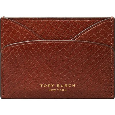 Tory Burch Tory Burch Romy Snake Embossed Leather Card Case