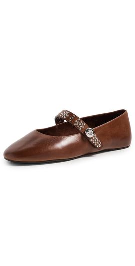 Tory Burch Tory Burch Romy Stud Mary Jane Flats Cognac