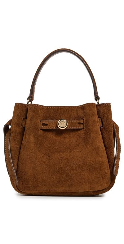 Tory Burch Tory Burch Romy Suede Mini Bucket Bag Caramel One