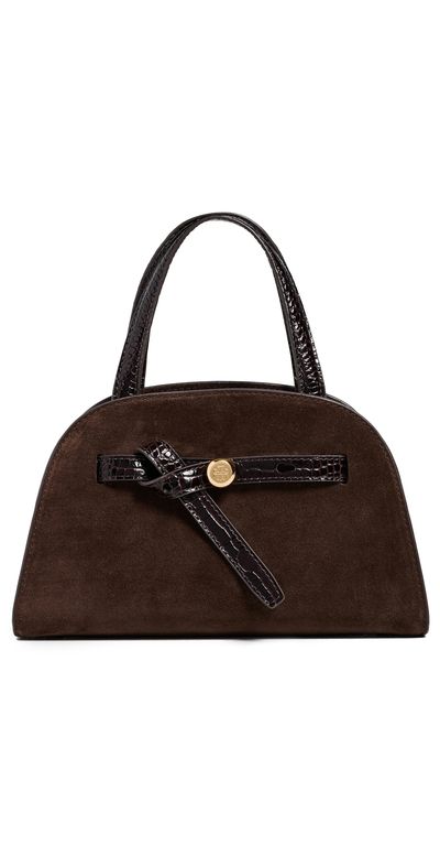 Tory Burch Tory Burch Romy Suede Small Bauletto Bag Dark Cocoa One