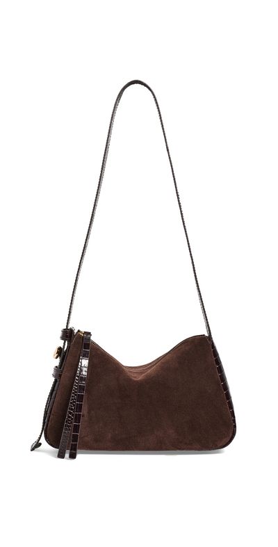 Tory Burch Tory Burch Romy Suede Small Shoulder Bag Dark Cocoa One
