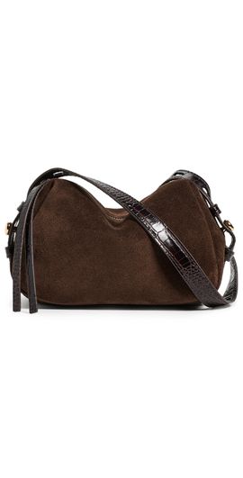 Tory Burch Tory Burch Romy Suede Soft Crossbody Bag Dark Cocoa One
