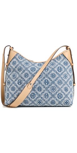 Tory Burch Tory Burch T Monogram Denim Messenger Bag Powder Blue One